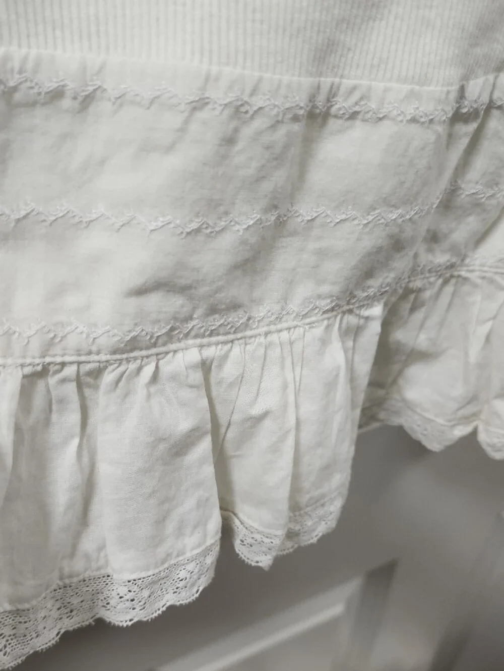 Ralph Lauren White Ribbed Racerback Tank Dress with Flounce Hem